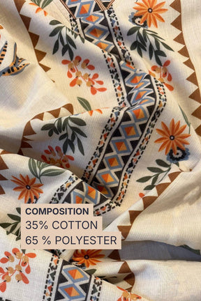Boho Floral Print Cotton Blend Fabric 56 Inches Width