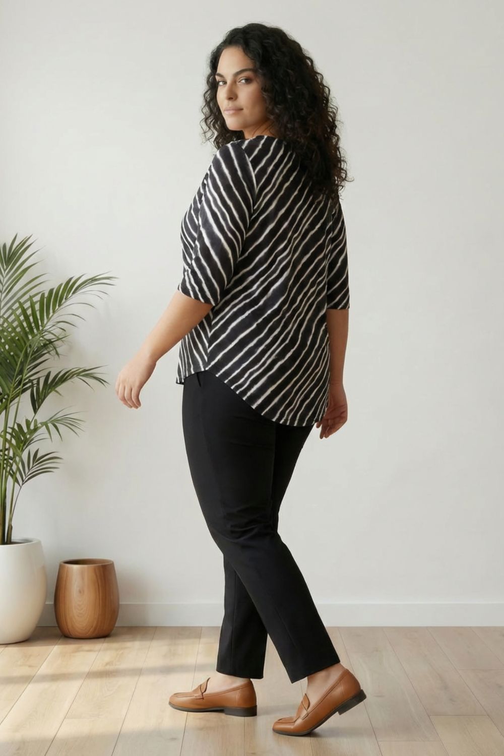 Plus Size Black Lehariya Top for Women
