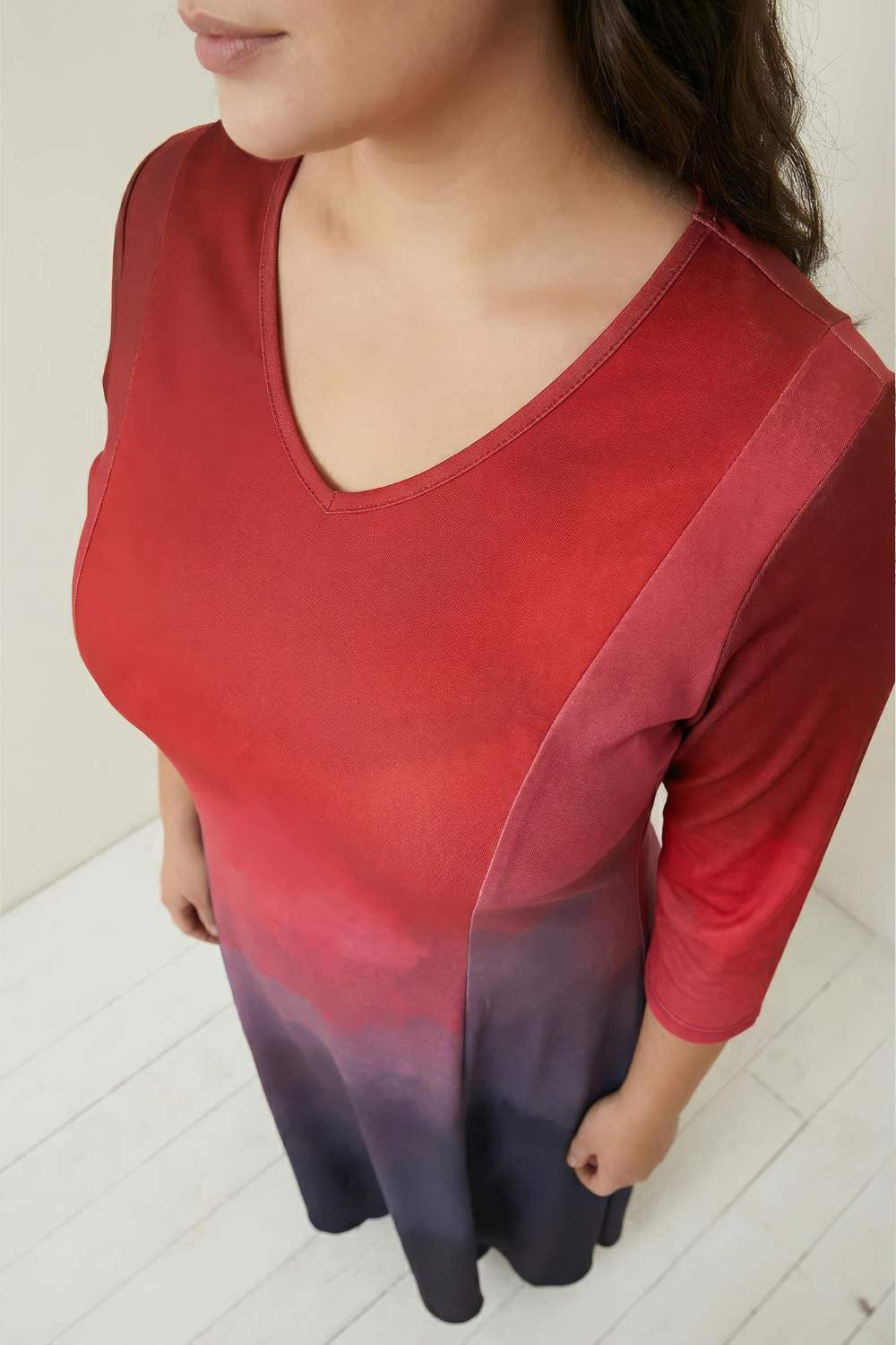 Plus Size Crimson Midnight Ombre Dress