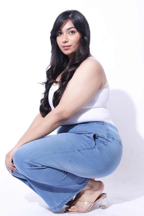 Plus Size Light Blue Fade Flare Jeans