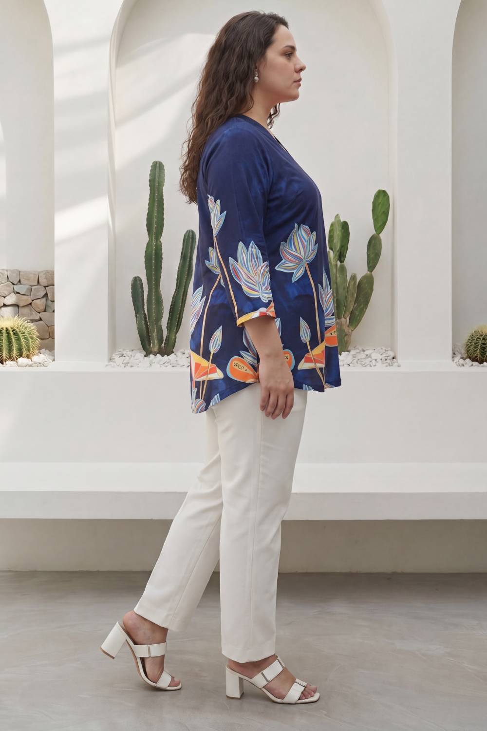 Plus Size Plus Size Blue Floral Top