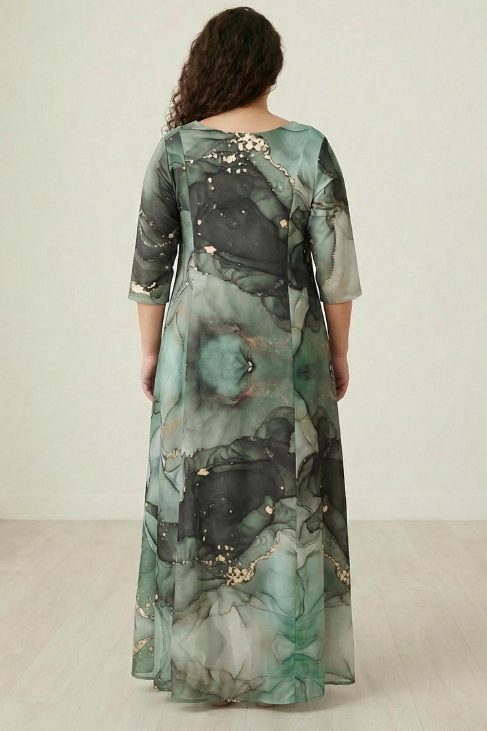 Comfortable Green Golddust Long Dress