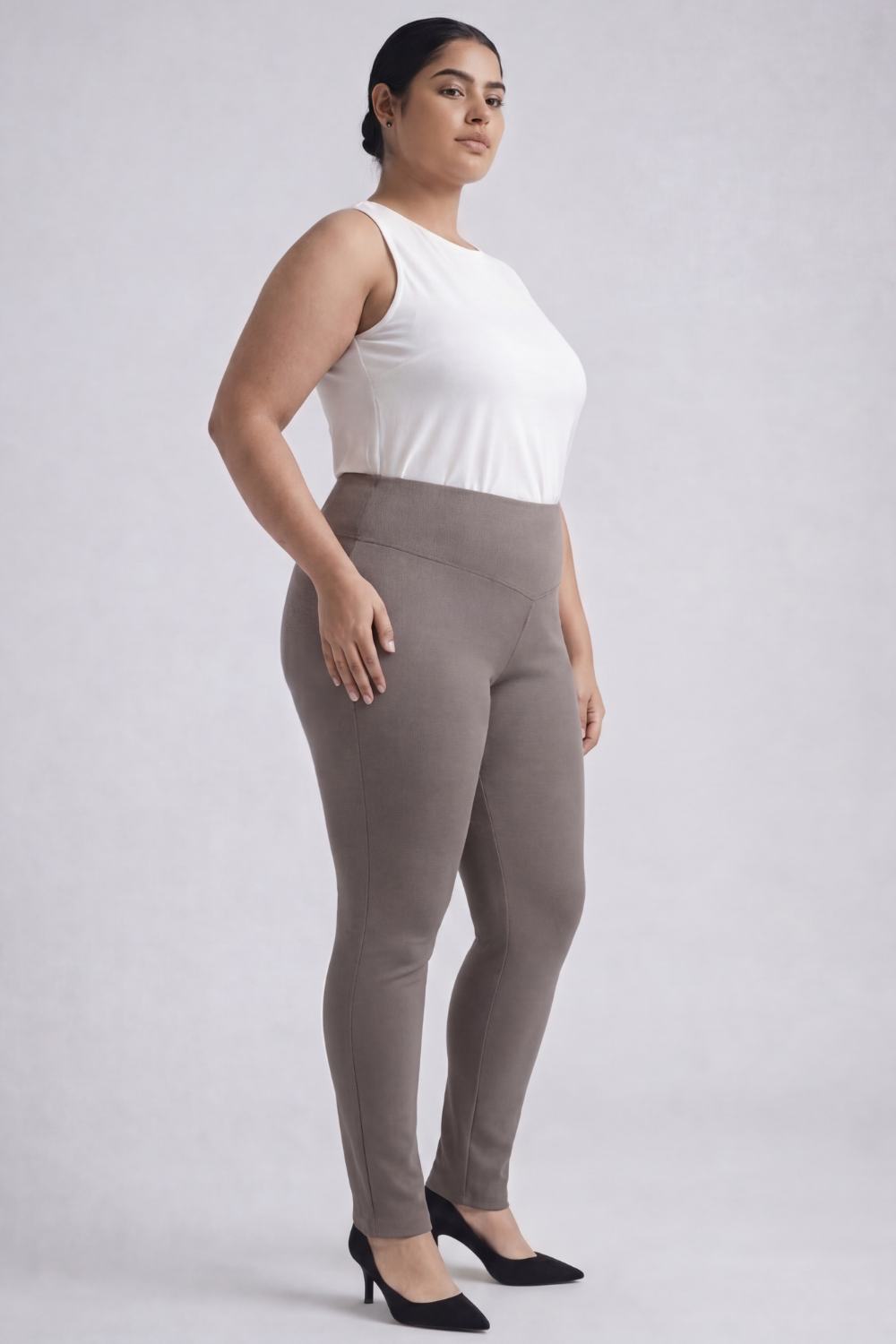 Plus Size Taupe Tummy Tucker Jeggings