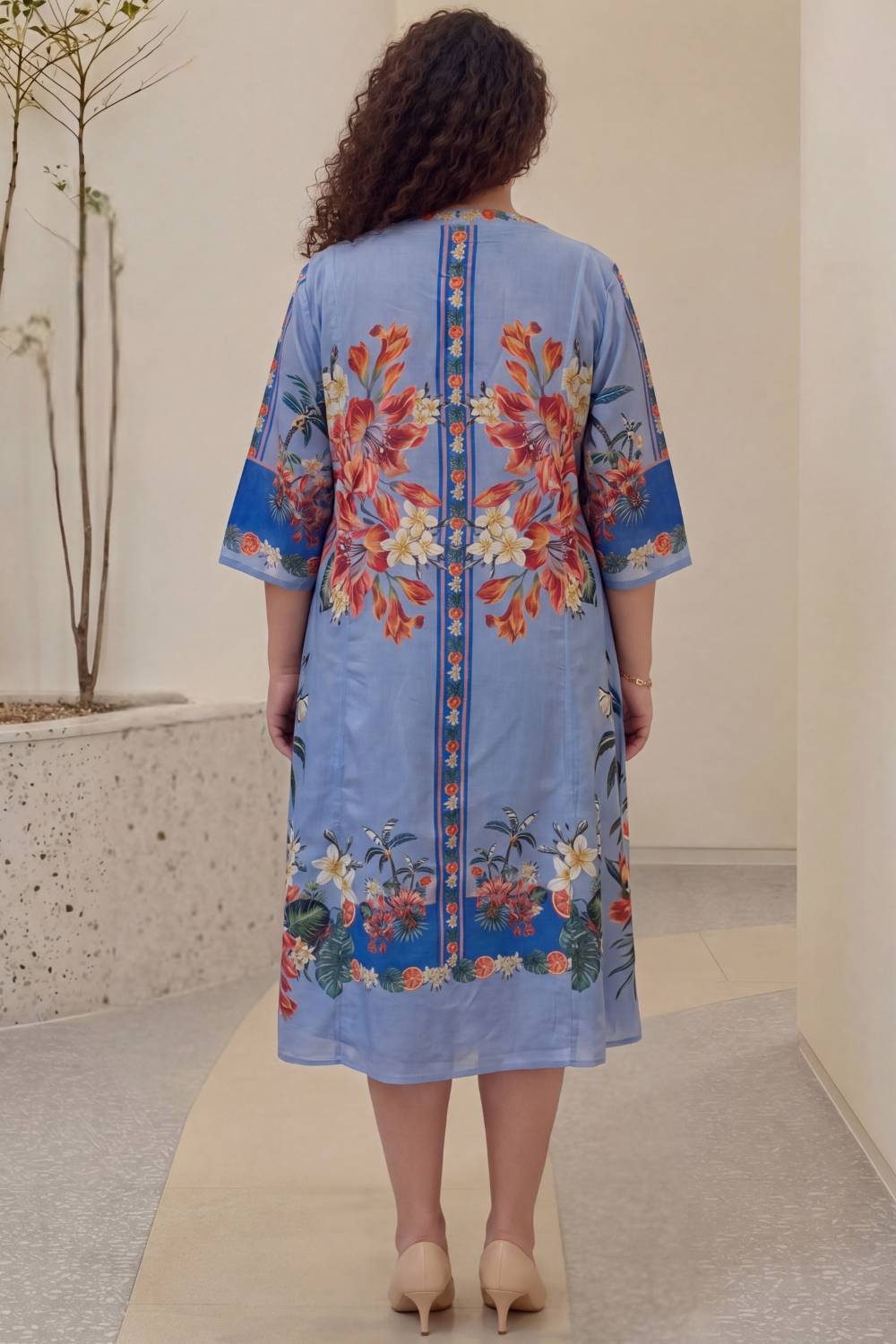 Tropical Bloom Plus Size Midi Dress