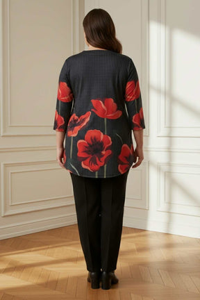 Plus Size Black Floral Borders SnugWeave™ Winter Top