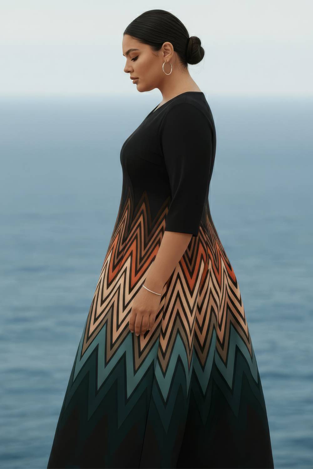 Plus Size Black and Green Ombre Maxi Dress