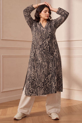 Plus Size Animal Print  SnugWeave™  Straight-Fit Kurta