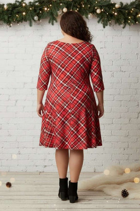 Red Plaid Printed Dress
