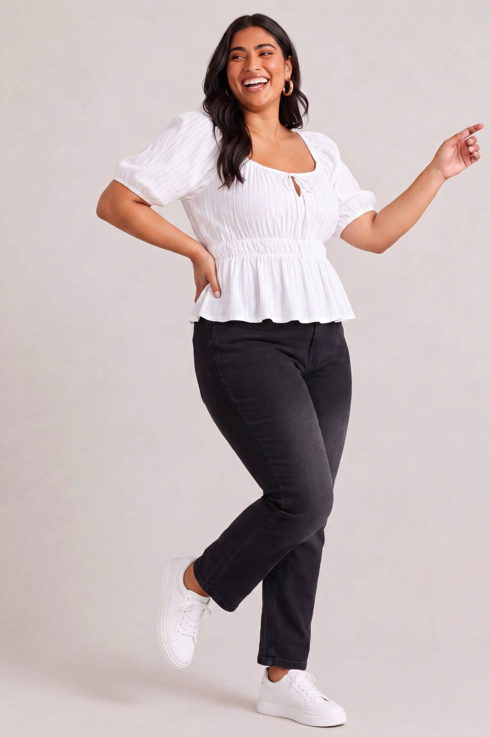 Plus Size Black Light Fade Straight Fit Jeans for Women