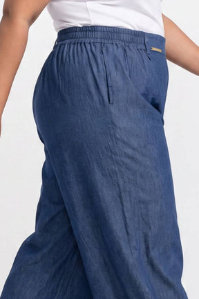 Plus Size Wide Leg Easy PullOn Dark Denim