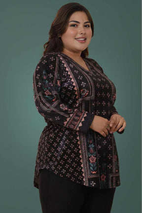 Plus Size Black Ethnic SnugWeave™ Winter Top