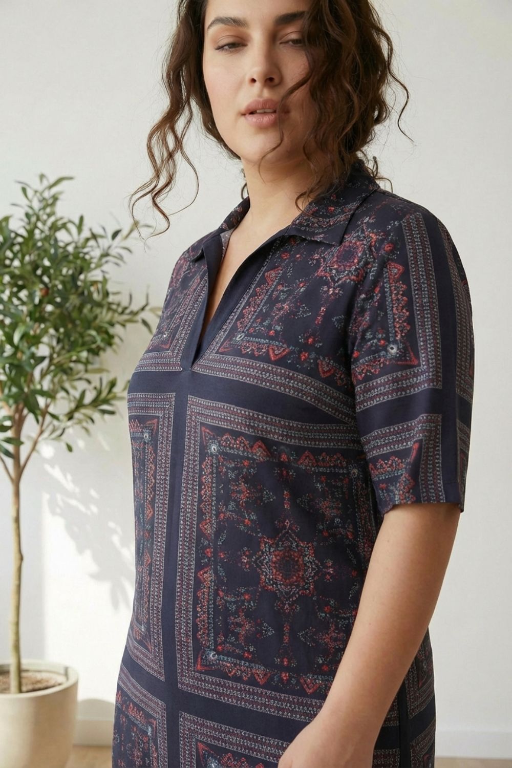 Black Ethnic Scarf Side Slit Long Dress