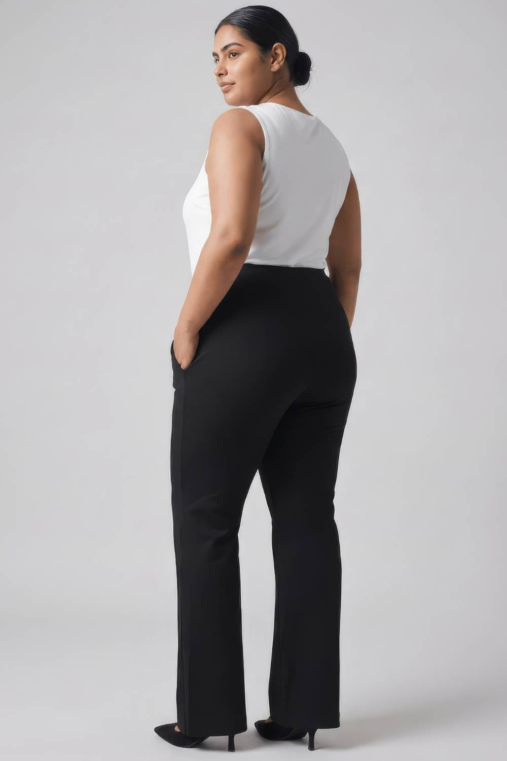 Plus Size Plus Size Black Tummy Shaper Flare Pants