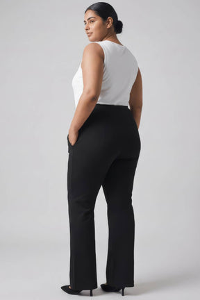Plus Size Black Tummy Shaper Flare Pants