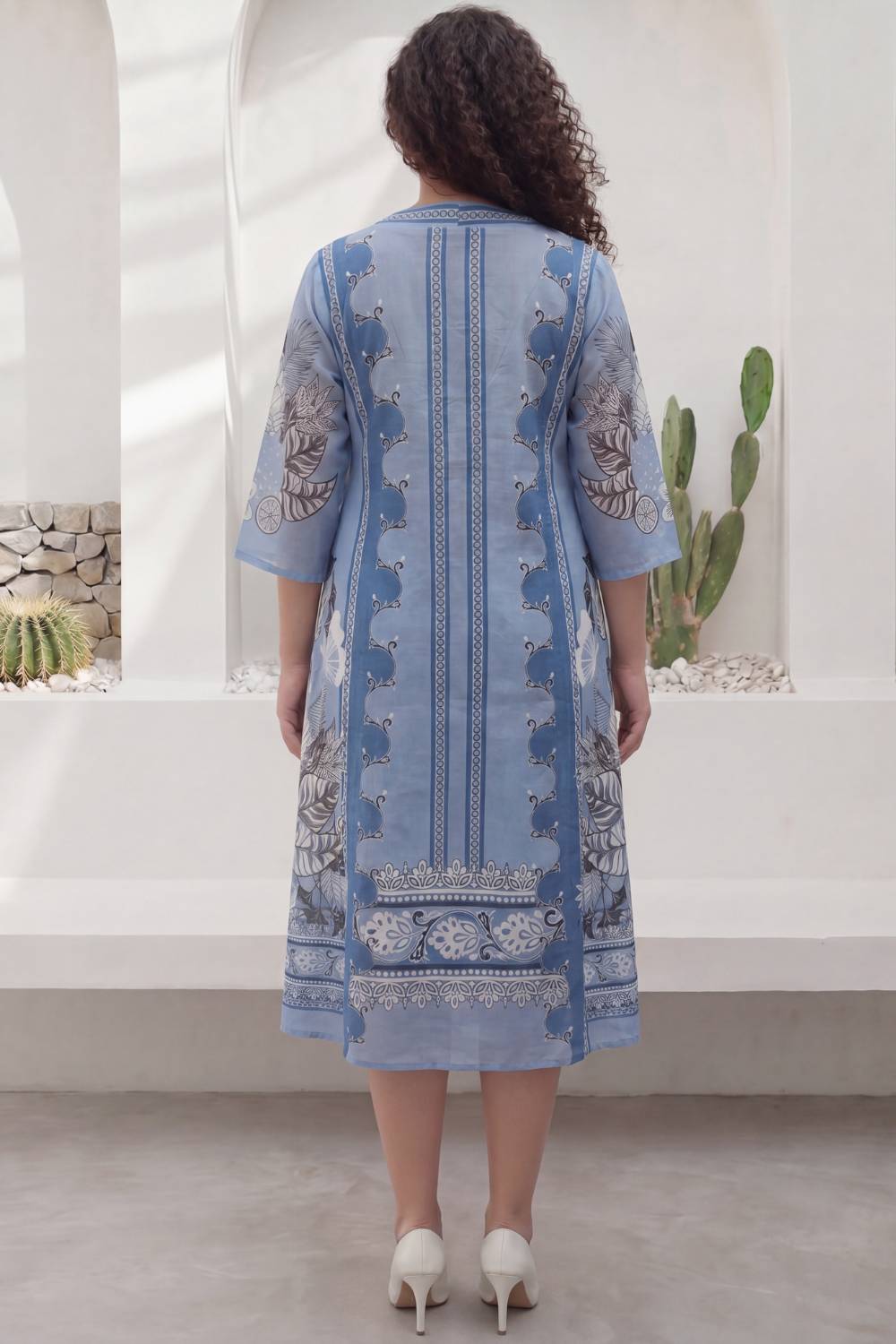 Blue Mirage Floral Plus Size Midi Dress