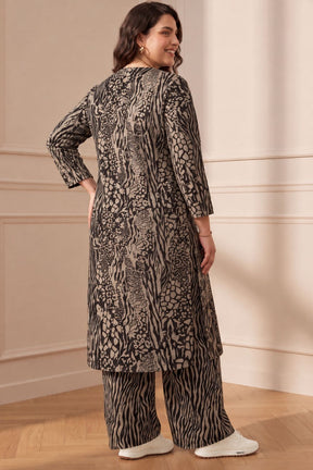 Plus Size Animal Print SnugWeave™ Winter Kurta Coord Set