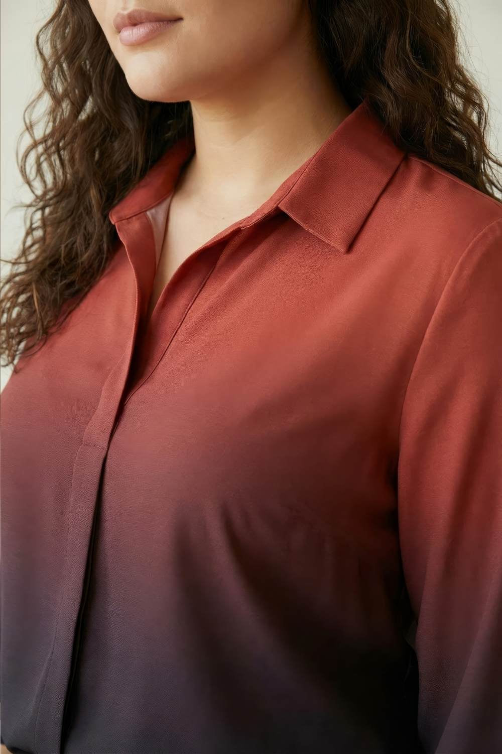 Plus Size Rust Midnight Ombre Centre Pleat Top