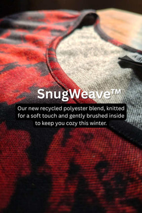 Plus Size Red Floral Round Neck SnugWeave™ Winter Kurta