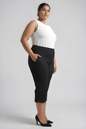 Black New Fit Tummy Tucker Crop Pants