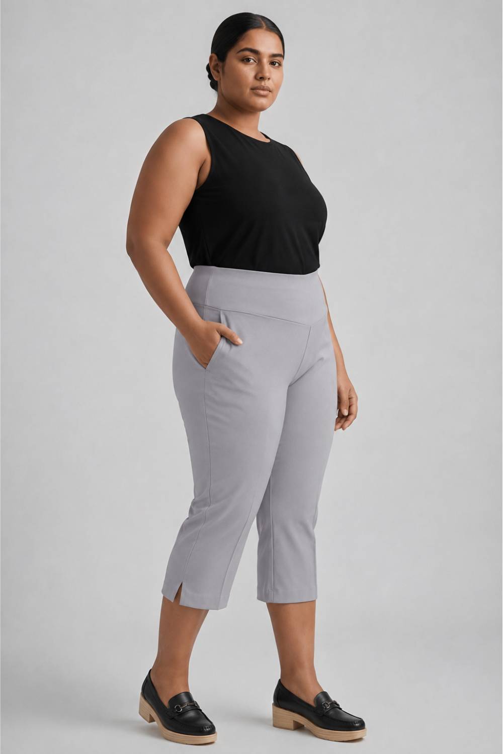 English Grey New Fit Tummy Tucker Crop Pants