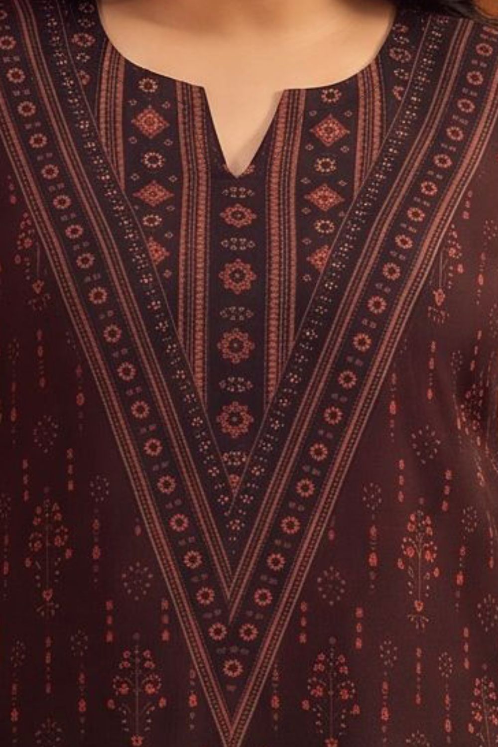 Plus Size Plus Size Royal Motif Straight Georgette Kurta