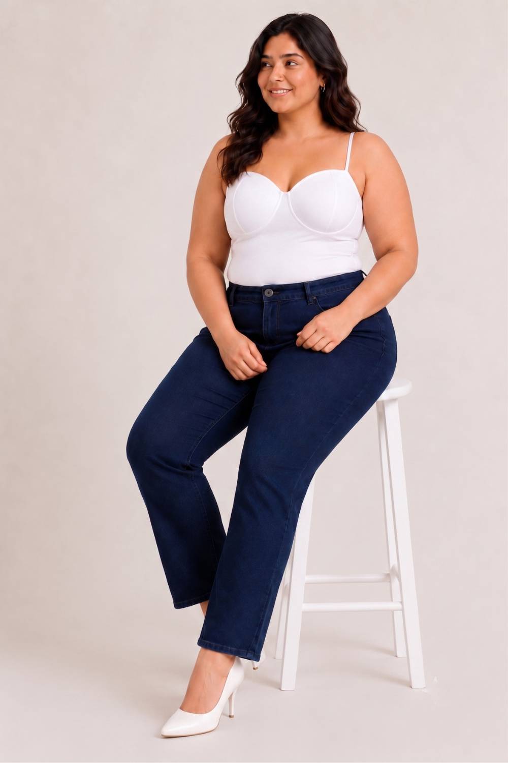 Buy Plus Size Straight Fit Deep Navy Blue Jeans