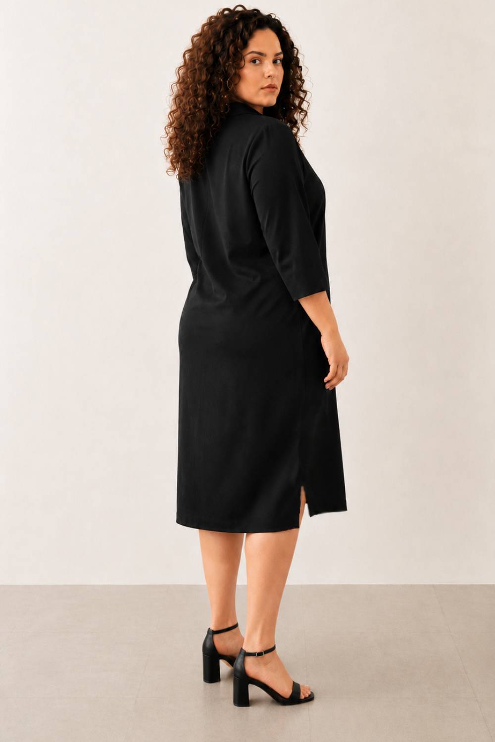 Plus Size Black Classic Polo Dress