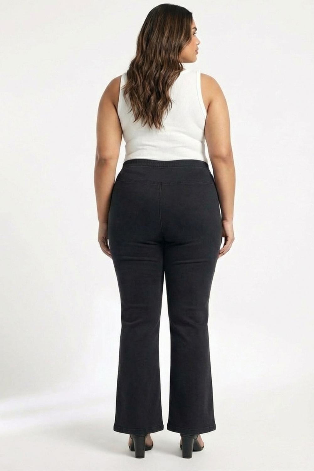 Plus Size Plus Size Black Light Fade Flare Jeans