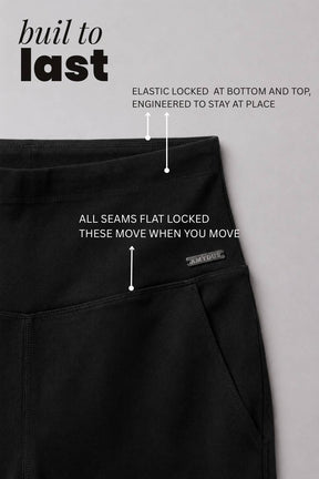 Plus Size Black Tummy Shaping Wide Straight Pants