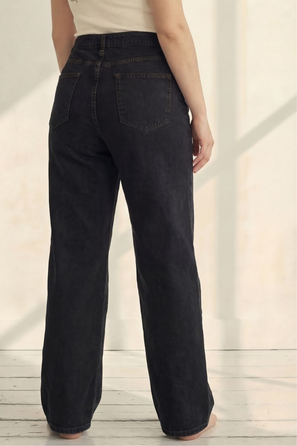 Comfortable Plus Size Wide Leg Ash Black Jeans