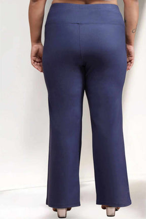 Plus Size Denim Blue Tummy Shaper Flare Pants