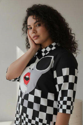 Bold Face Shirt Dress