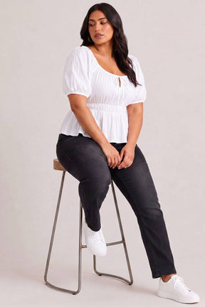Plus Size Black Light Fade Straight Fit Jeans