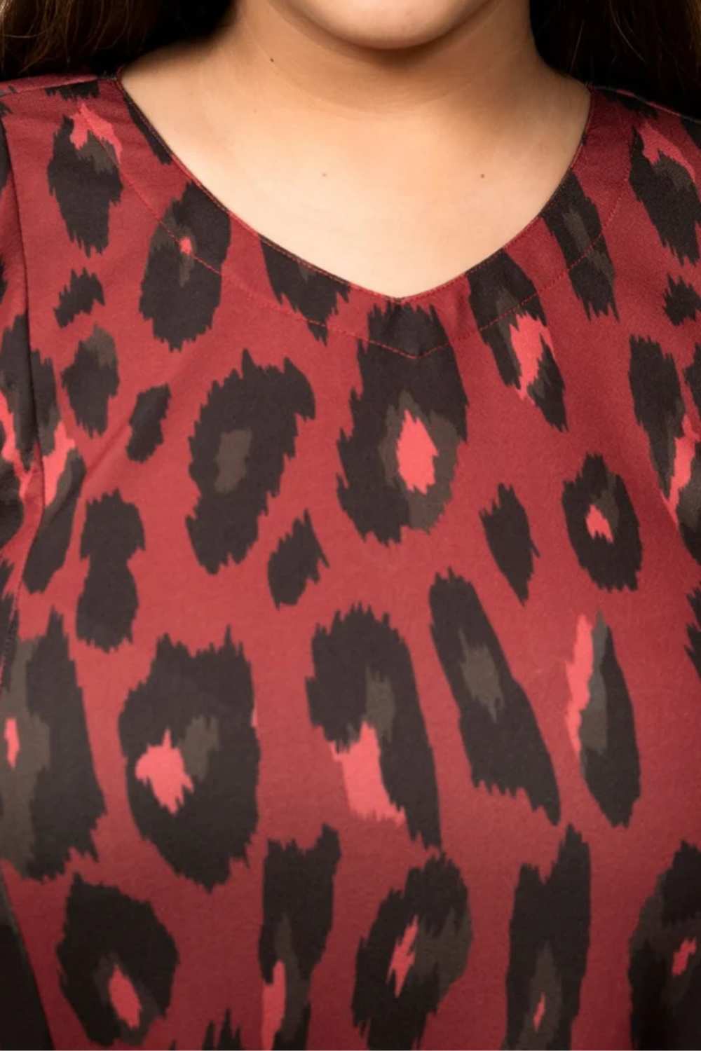 Plus Size Plus Size Animal Print Red Fit And Flare Dress