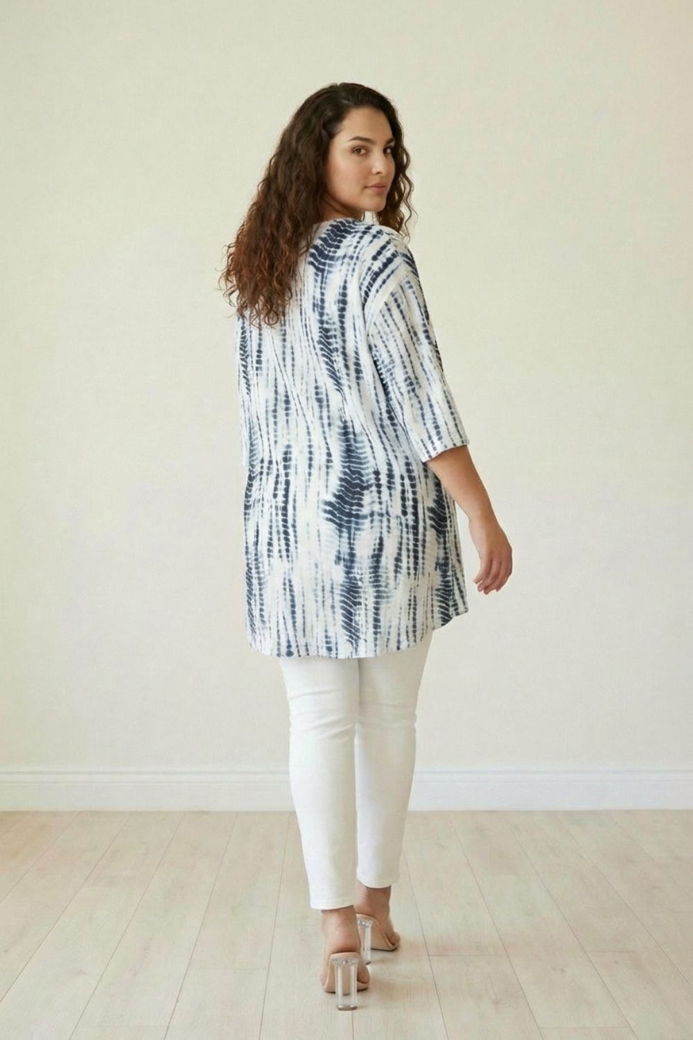 Plus Size Indigo Tie Dye Centre Pleat Top