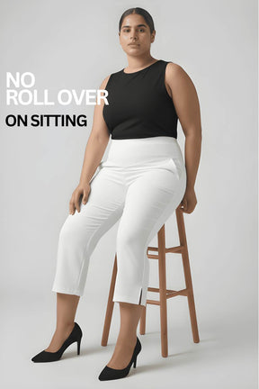 White Tummy Tucker Crop Pants