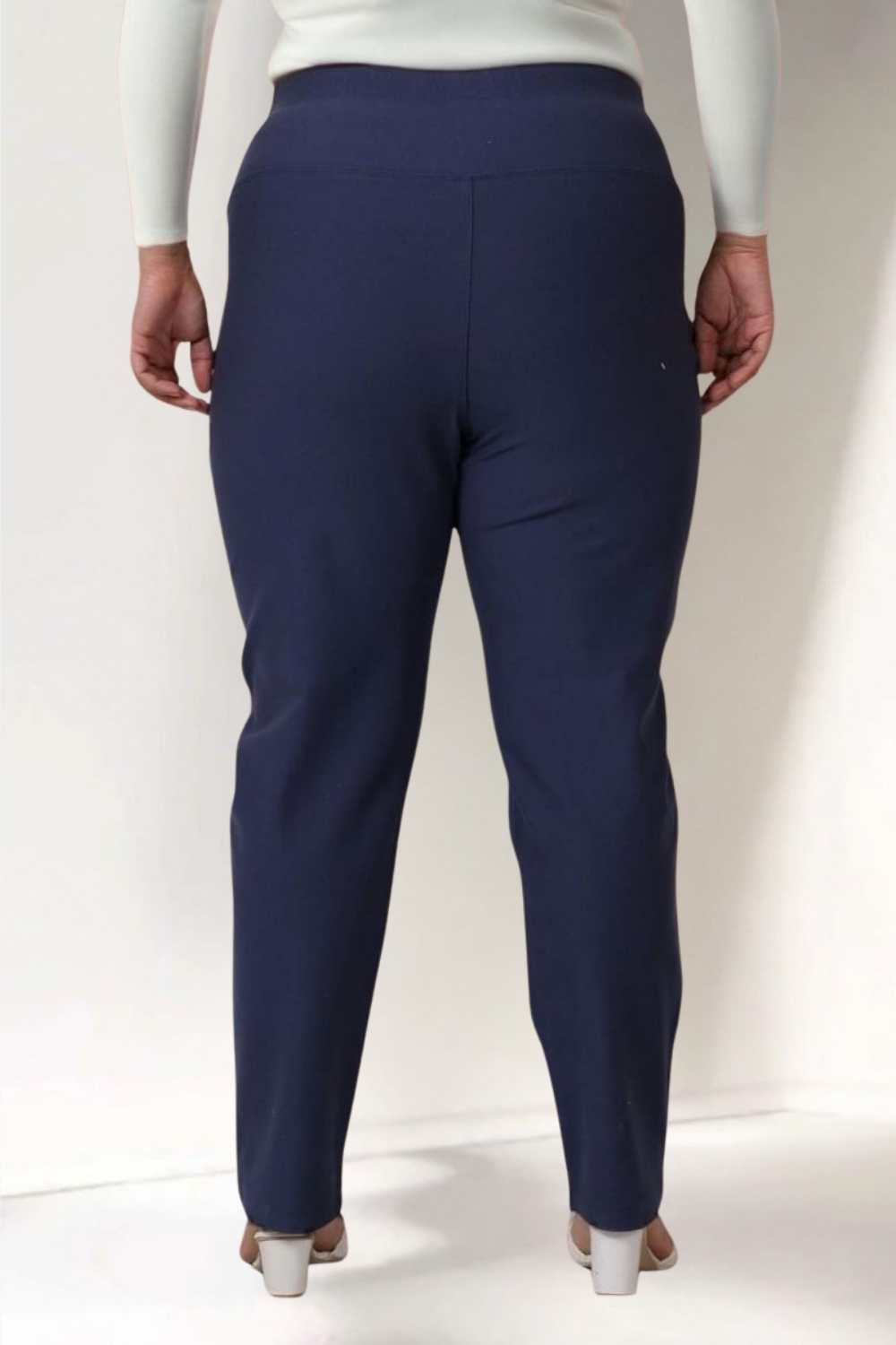 Plus Size Denim Blue Tummy Shaper Straight Fit Pants