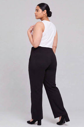 Plus Size Black Tummy Shaping Wide Straight Pants