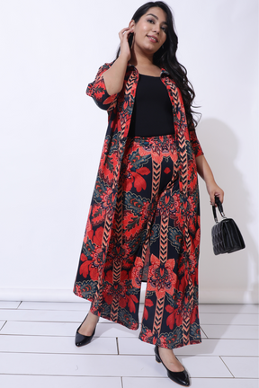 Plus Size Black Tropical Print Coord Set