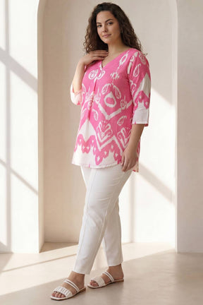 Plus Size Pink White Top