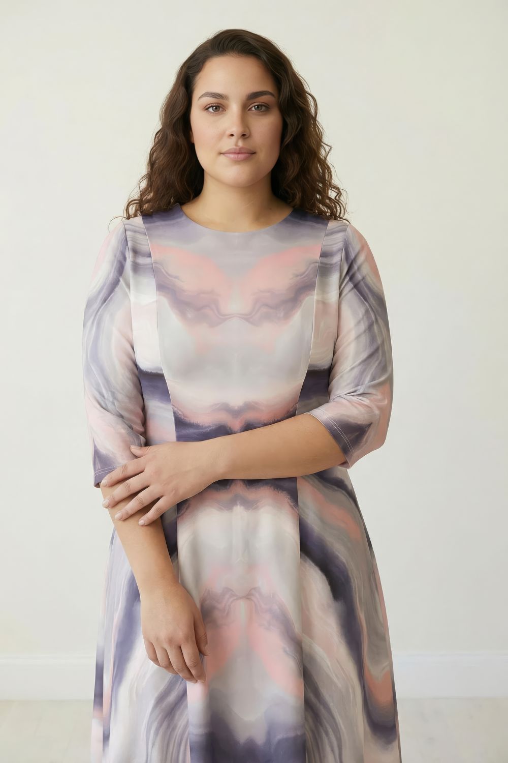 Pink Marbel Printed Dress