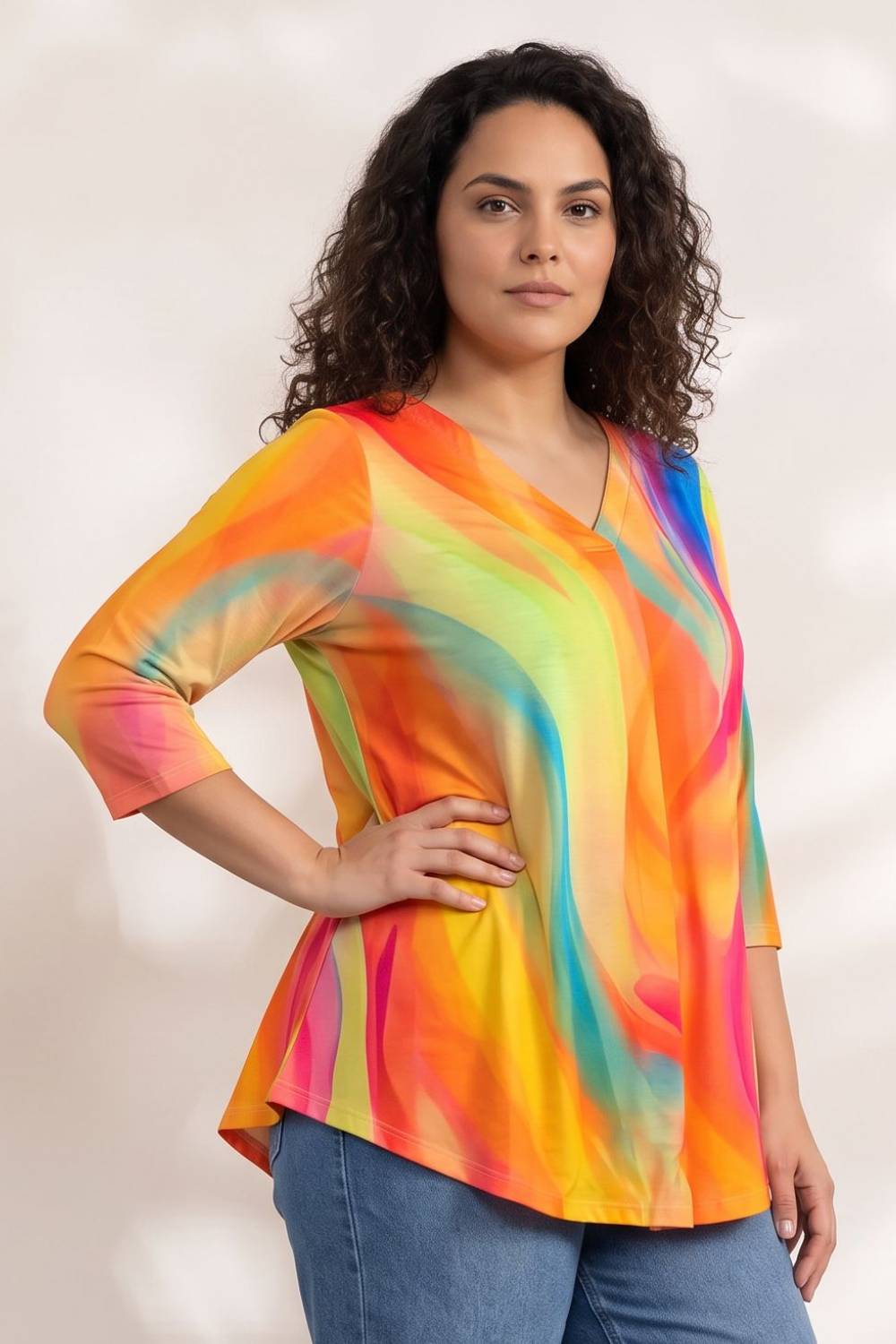 Plus Size Multicolor Print Top
