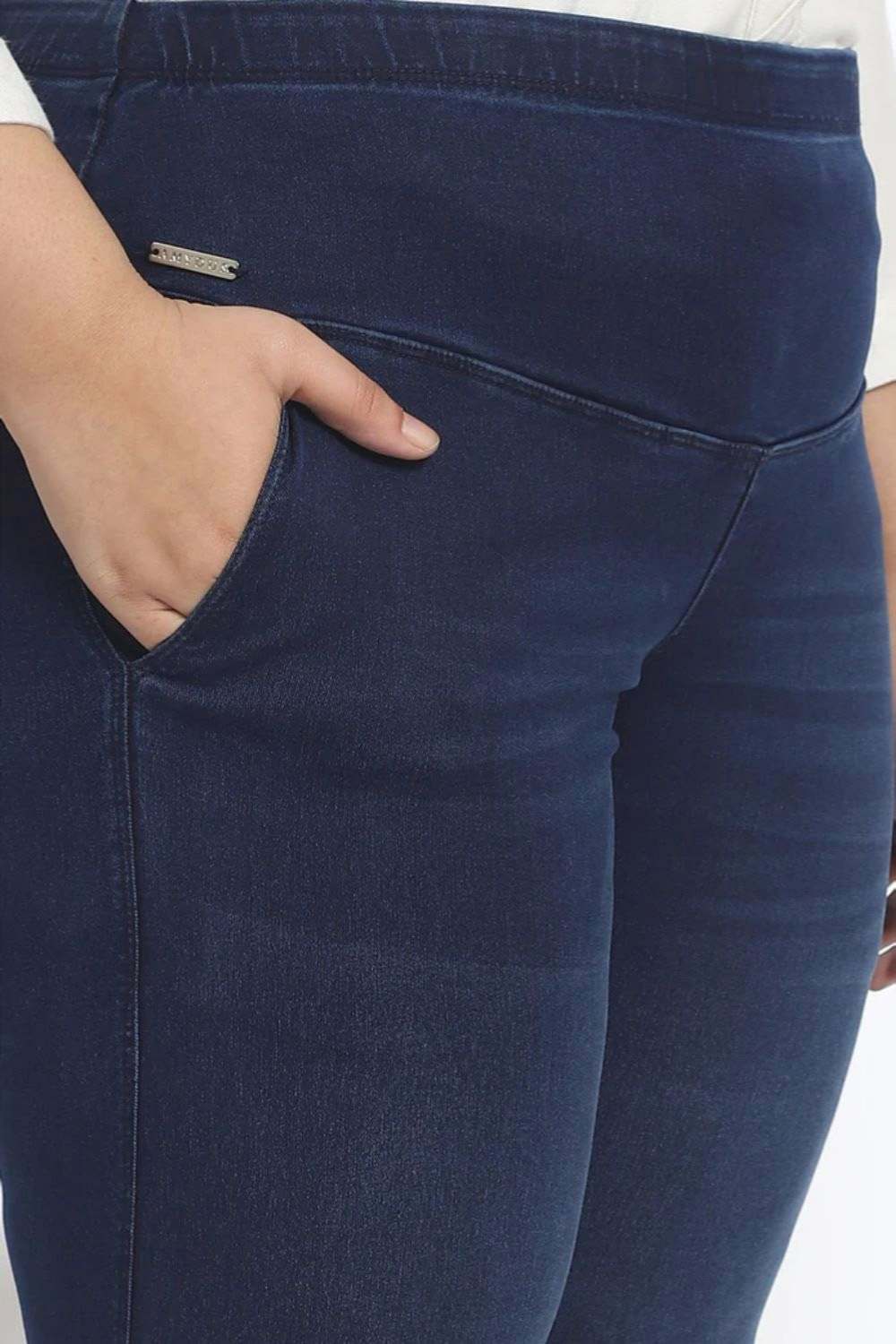 Plus Size Navy Blue Light Fade Straight Fit Jeans