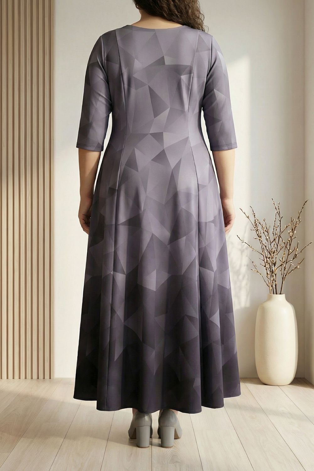 Comfortable Grey Prism Printed Maxi Dress
