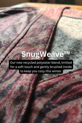 Plus Size Maroon Paisley  V Neck SnugWeave™ Winter Top