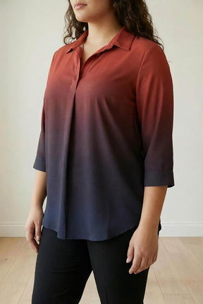 Rust Midnight Ombre Centre Pleat Top