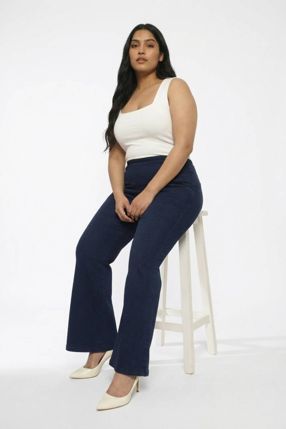 Plus Size Plus Size Navy Blue Flare Jeans