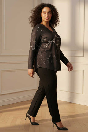 Plus Size Black SnugWeave™ Winter Top - V Neck