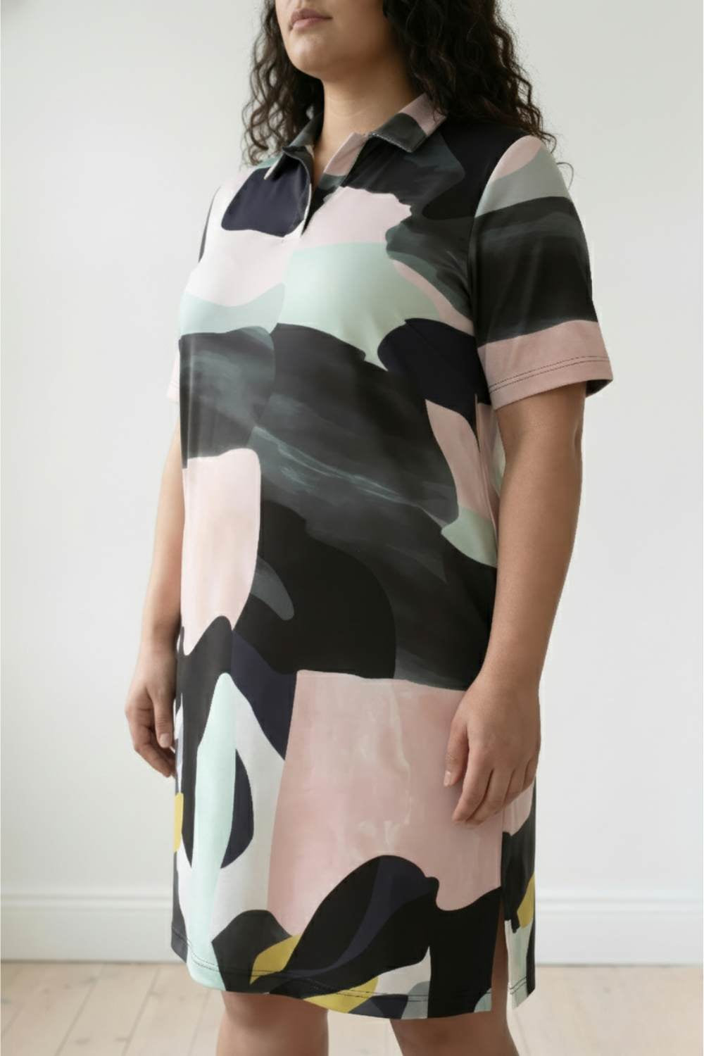 Plus Size Contemporary Art Printed Polo Dress
