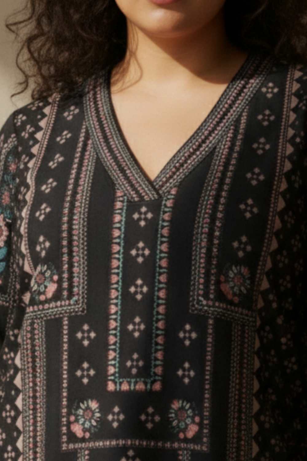Plus Size Plus Size Black Ethnic SnugWeave™ Winter Top